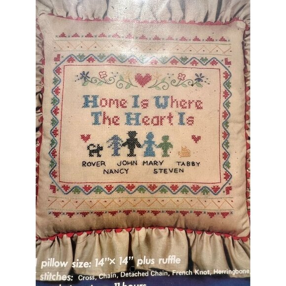 Vintage Hazel's Needlework Kaboodles "Family Sampler" Embroidery Kit  Pillow - Picture 2 of 3